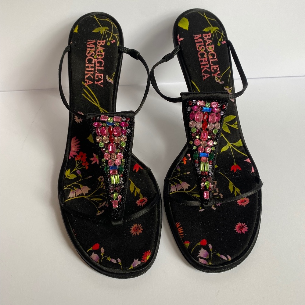 BADGLEY MISCHKA EMBELLISHED HIGH HEEL SANDALS